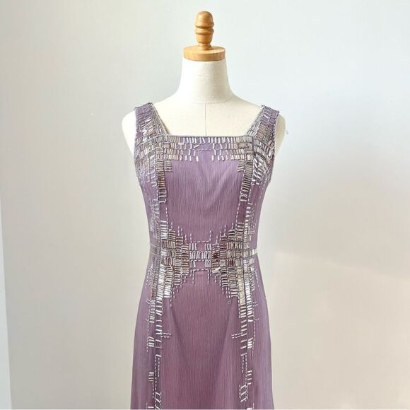 Carolina Herrera Silk Sequins Purple Dress - Picture 1 of 16